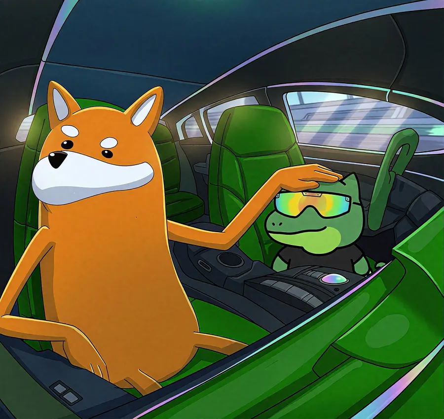 ANOXX riding in the passenger seat of a sports car